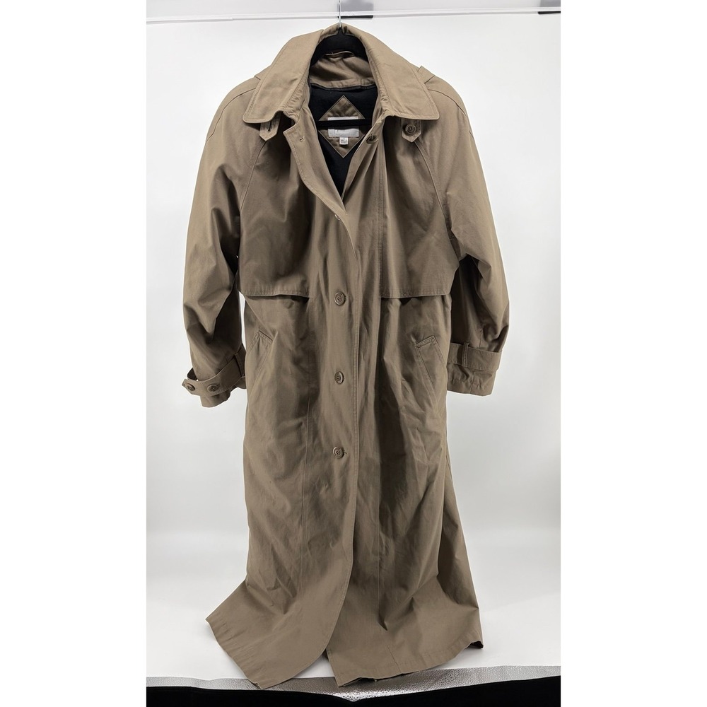 Vintage Jacqueline Ferrar Trench Coat Womens 10 Beige Belted Long Classic